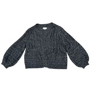 LUCKY BRAND Gray Knit Wool Blend Balloon Sleeve Open Cropped Cardigan Size XS